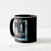 Mug Jolie patchwork quilting house tree formes abstrai (Devant gauche)
