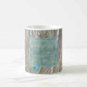 Mug Jolie Peacock Feathers Gold Dream Poem