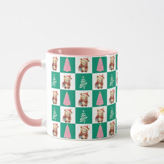 Mug Jolie peluche Oear Père Noël Joyeuse fête des arbr (Avec donut)