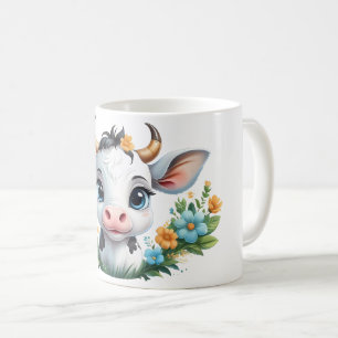 Mug Jolie petite vache fille en fleurs