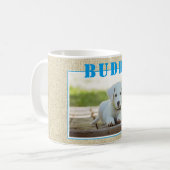 Mug Jolie Photo et Nom de Chien Bleu Rustique (Devant gauche)