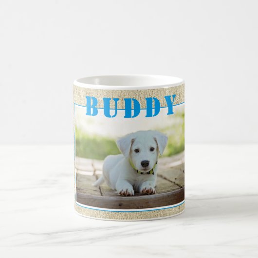 Mug Jolie Photo et Nom de Chien Bleu Rustique (Centre)