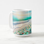 Mug Jolie plage Ocean avec verre de mer (Devant gauche)
