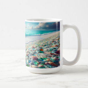 Mug Jolie plage Ocean avec verre de mer