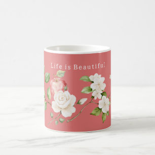 Mug Jolie pomme rouge à fleurs