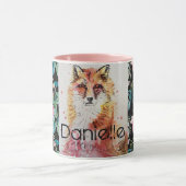 Mug Jolie Renard Rouge Aquarelle Rose Filles Dames (Centre)