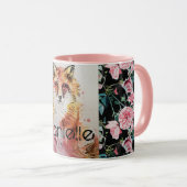 Mug Jolie Renard Rouge Aquarelle Rose Filles Dames (Devant droit)