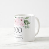 Mug Jolie rose Floral femmes 100e anniversaire Cadeau (Devant droit)