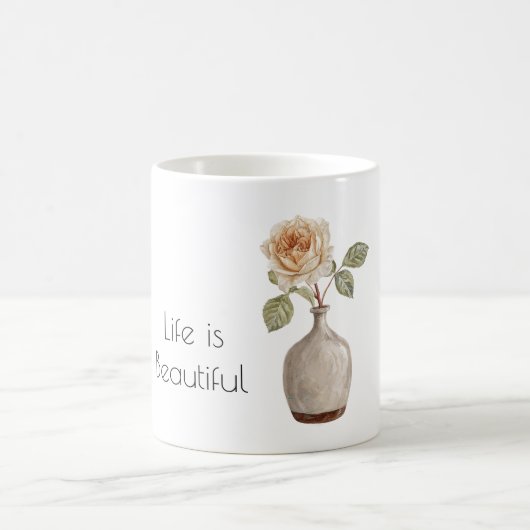 Mug Jolie rose pêche dans un vase (Centre)