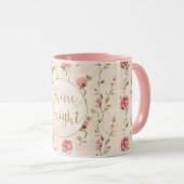 Mug Jolie rose Roses Parties scintillant or brillant (Devant droit)