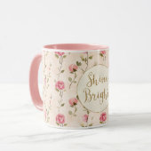 Mug Jolie rose Roses Parties scintillant or brillant (Devant gauche)