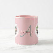 Mug Jolie rose Succulent Coeur Monogramme Valentines J (Centre)