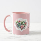 Mug Jolie rose Succulent Coeur Monogramme Valentines J (Gauche)