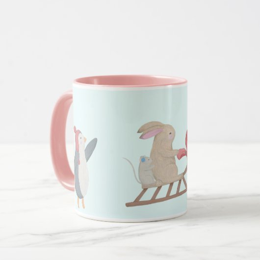 Mug Jolie scène d'hiver animale (Devant gauche)
