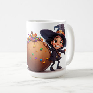 Mug Jolie Sorcière avec Sac de Bonbons à la Citrouille