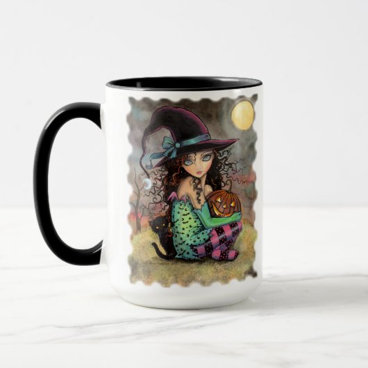 Mug Jolie sorcière d'Halloween avec chat noir (Gauche)