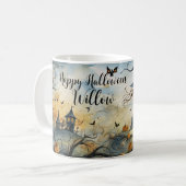 Mug Jolie Sorcière d'Halloween Whimsical, Nom Personna (Devant gauche)