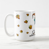 Mug Jolie Sorcière Halloween & Kitten avec feuilles d' (Gauche)