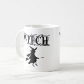 Mug Jolie Sorcière Volante Noire Halloween (Devant gauche)