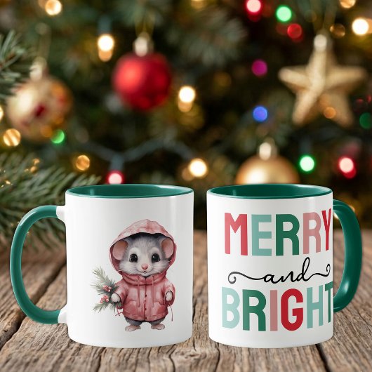 Mug Jolie souris Noël joyeux et lumineux