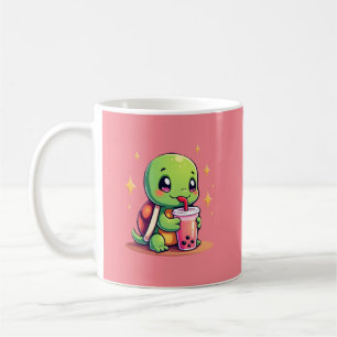 Mug Jolie tortue buvant du boba. Drôles de tortues Bob