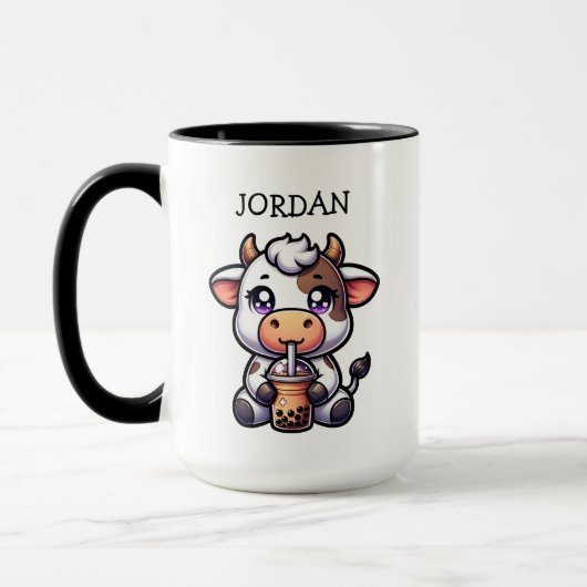 Mug Jolie vache bébé Boire Boba Kawaii Cartoon (Gauche)