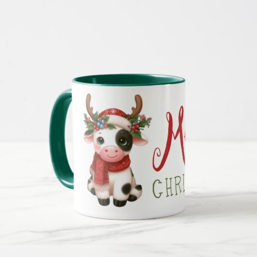 Mug Jolie vache de Noël mignonne (Devant gauche)