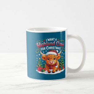 Mug Jolie vache des Highlands Noël drôle de lumières d