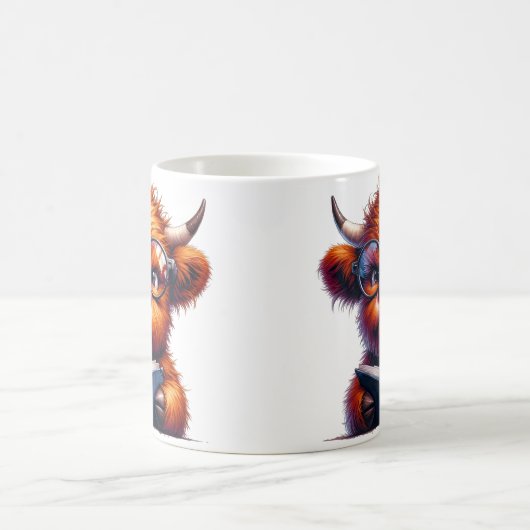Mug Jolie Vache Highland Avec Verres Lecture (Centre)