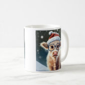 Mug Jolie vache Highland dans la neige (Devant droit)