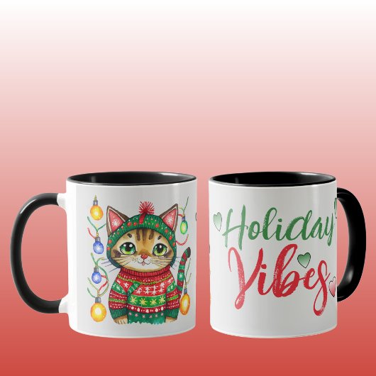 Mug Jolie vibes vacances chat gris Noël