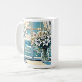 Mug Jolie vue sur l'océan et vase de fleurs (Devant gauche)