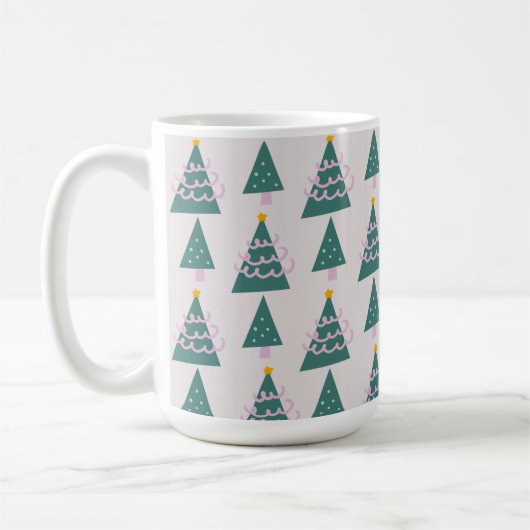 Mug Jolies arbres Doodles rose vert (Gauche)