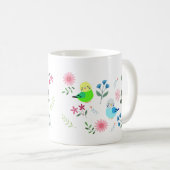 Mug Jolies bougies Parakeet aux fleurs Jolies oiseaux (Devant droit)