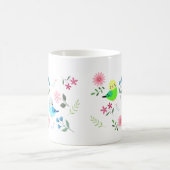 Mug Jolies bougies Parakeet aux fleurs Jolies oiseaux (Centre)