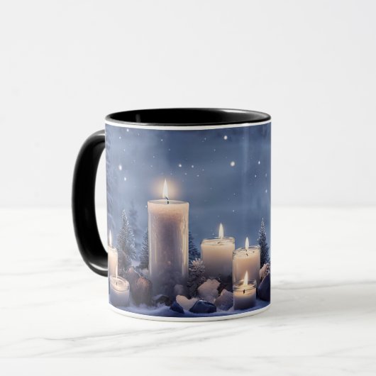 Mug Jolies bougies pendant les vacances de neige (Devant gauche)