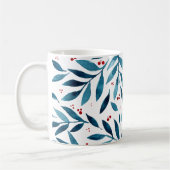 Mug Jolies branches d'aquarelle - turquoise et rouge (Gauche)
