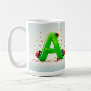 Mug Jolies coccinelles sur la lettre verte de l'alphab