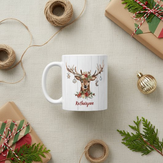 Mug Jolies décorations de rennes de Noël | Bois rustiq