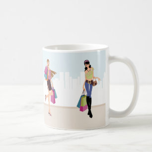 Mug Jolies filles faisant des emplettes dans la ville