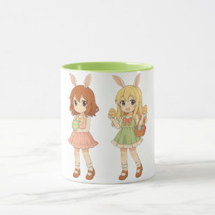 Mug Jolies filles lapins de Pâques d'anime