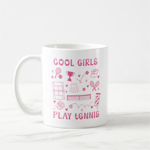 Mug Jolies Filles Roses et Cool Jouent au Tennis Cœurs