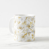 Mug Jolies Fleurs Blanches Dorées (Devant gauche)