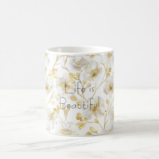 Mug Jolies Fleurs Blanches Dorées (Centre)