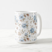 Mug Jolies Fleurs Bleues Crème Marron Brun (Devant droit)