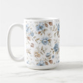 Mug Jolies Fleurs Bleues Crème Marron Brun (Gauche)