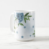 Mug jolies fleurs bleues verdure  (Devant gauche)