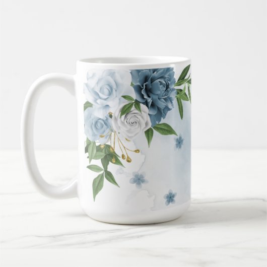 Mug jolies fleurs bleues verdure  (Gauche)
