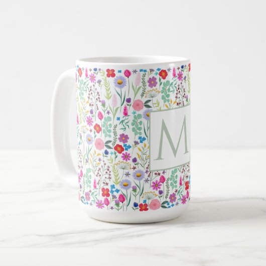 Mug Jolies fleurs d'aquarelle botanique (Devant gauche)