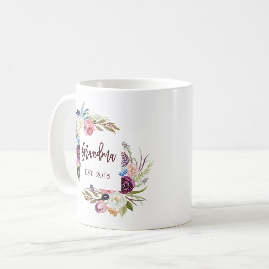 Mug Jolies Fleurs De Boho Rose | Grand-mère (Devant gauche)